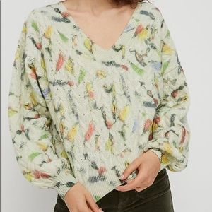 Anthropologie Catch of the Day Cable-Knit Wool Sweater